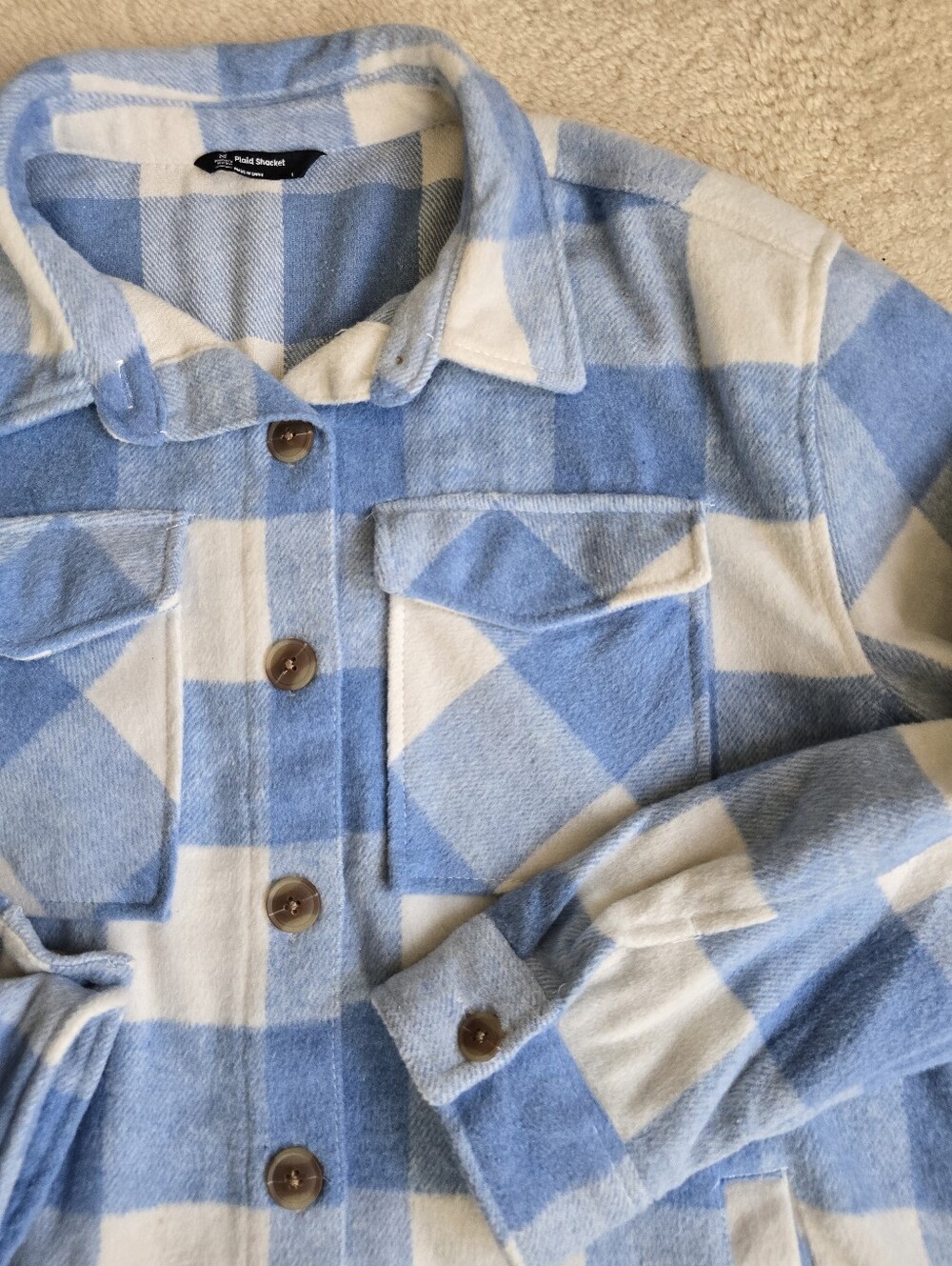Members Mark Womens Blue Plaid Shacket
